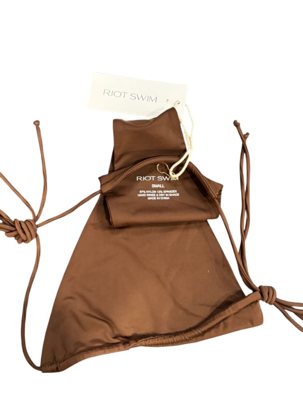 Riot Swim Bixi Bikini Bottom NWT Chocolate Brown Tie Side Minimal - Picture 5 of 11